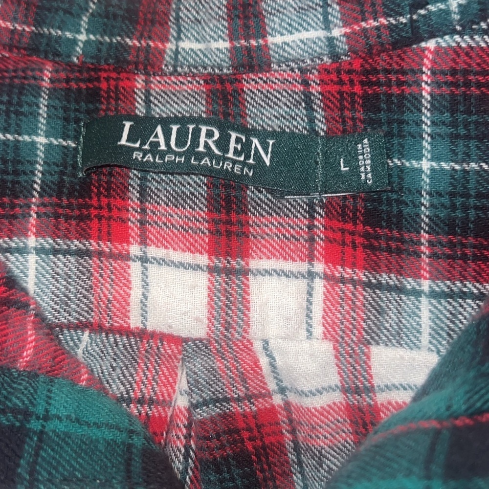 Ralph Lauren Red and Green Plaid Button-Down Shirt Dress - Picture 6 of 7